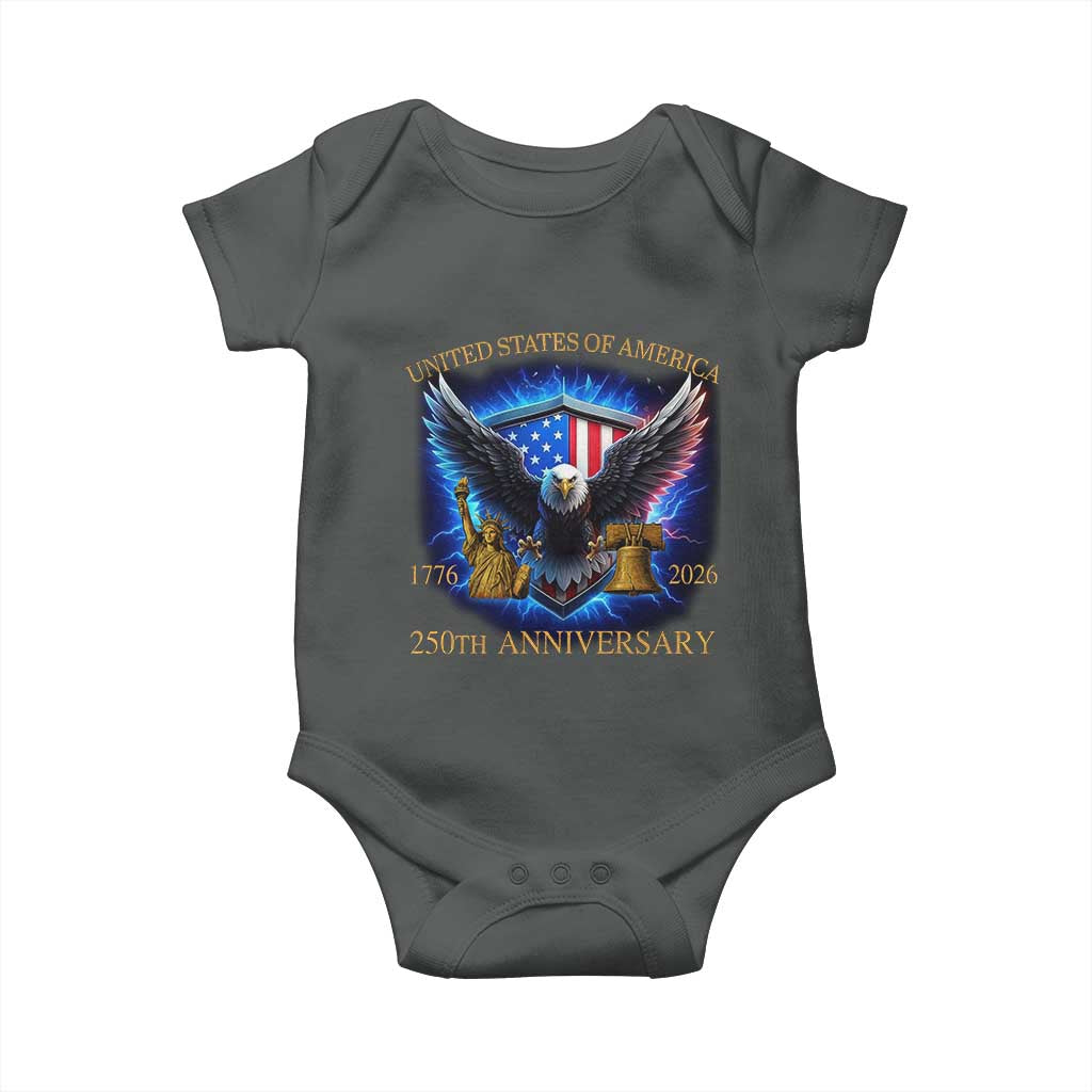 250 Years America Flag Baby Onesie Eagle 250th Anniversary USA Patriotic 1776 2026 - Wonder Print Shop