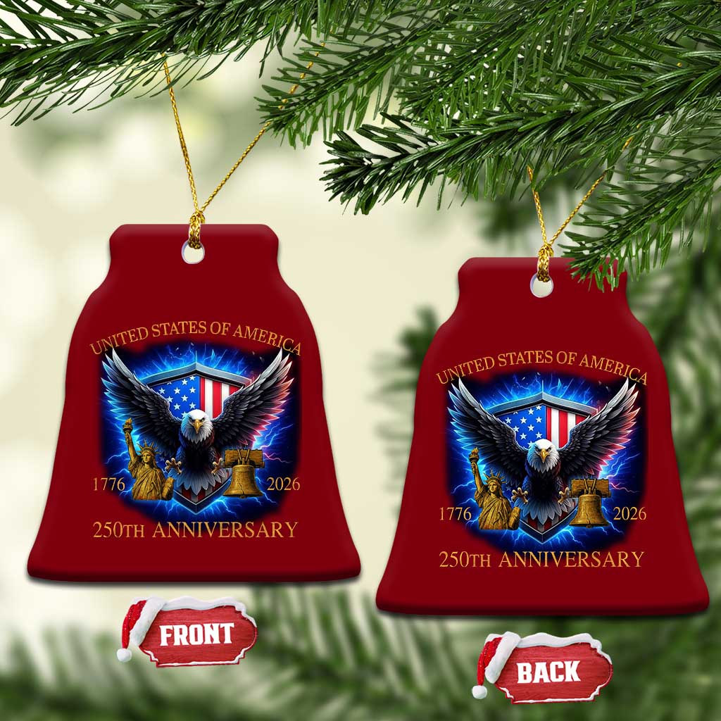 250 Years America Flag Ceramic Ornament Eagle 250th Anniversary USA Patriotic 1776 2026 - Wonder Print Shop