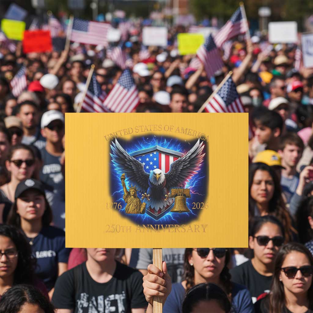 250 Years America Flag Protest Sign Eagle 250th Anniversary USA Patriotic 1776 2026 - Wonder Print Shop