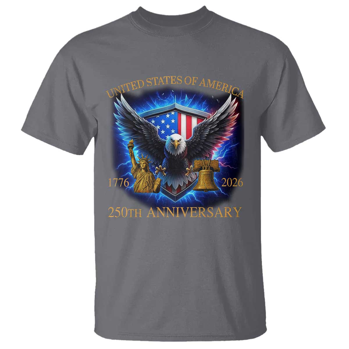 250 Years America Flag T Shirt Eagle 250th Anniversary USA Patriotic 1776 2026 - Wonder Print Shop