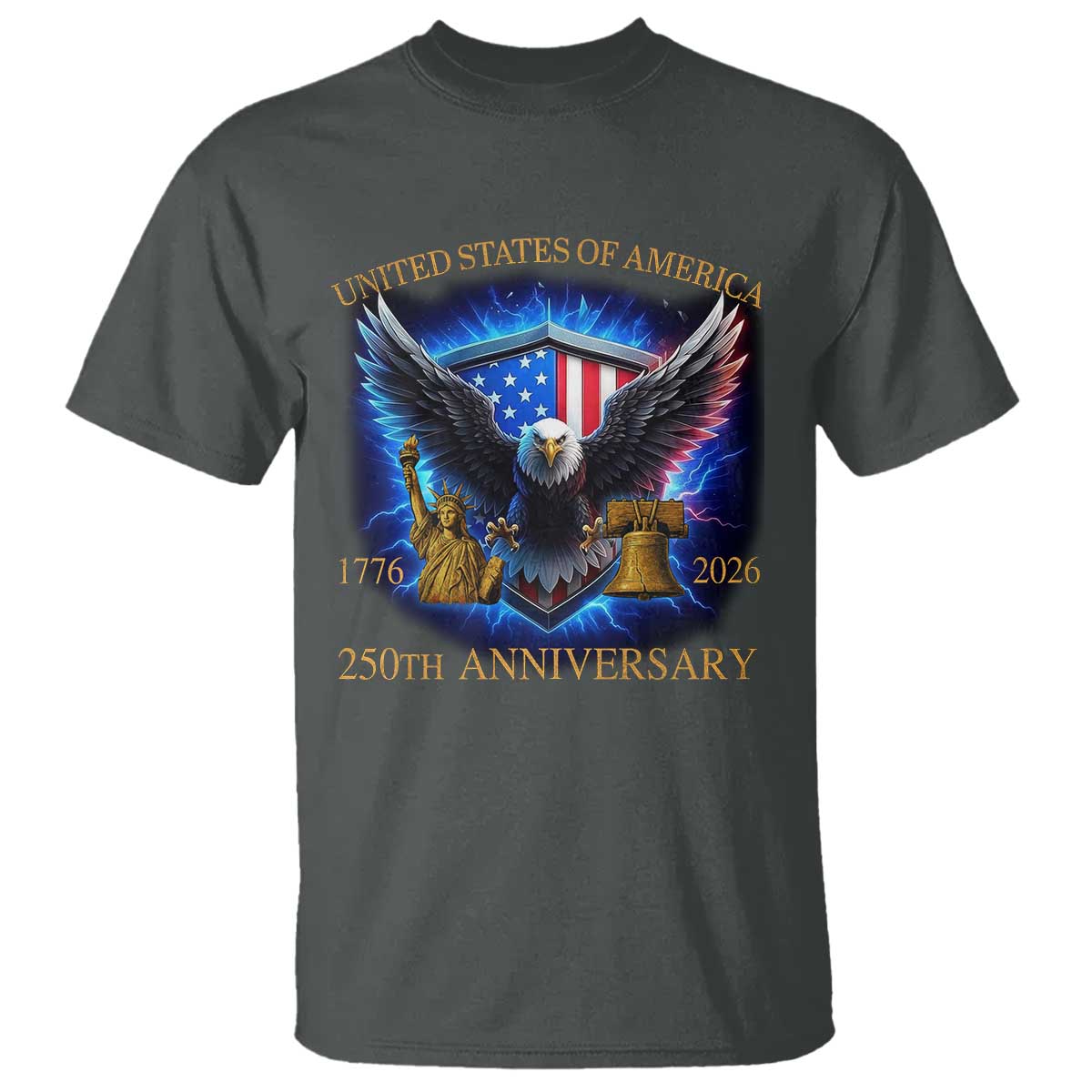 250 Years America Flag T Shirt Eagle 250th Anniversary USA Patriotic 1776 2026 - Wonder Print Shop