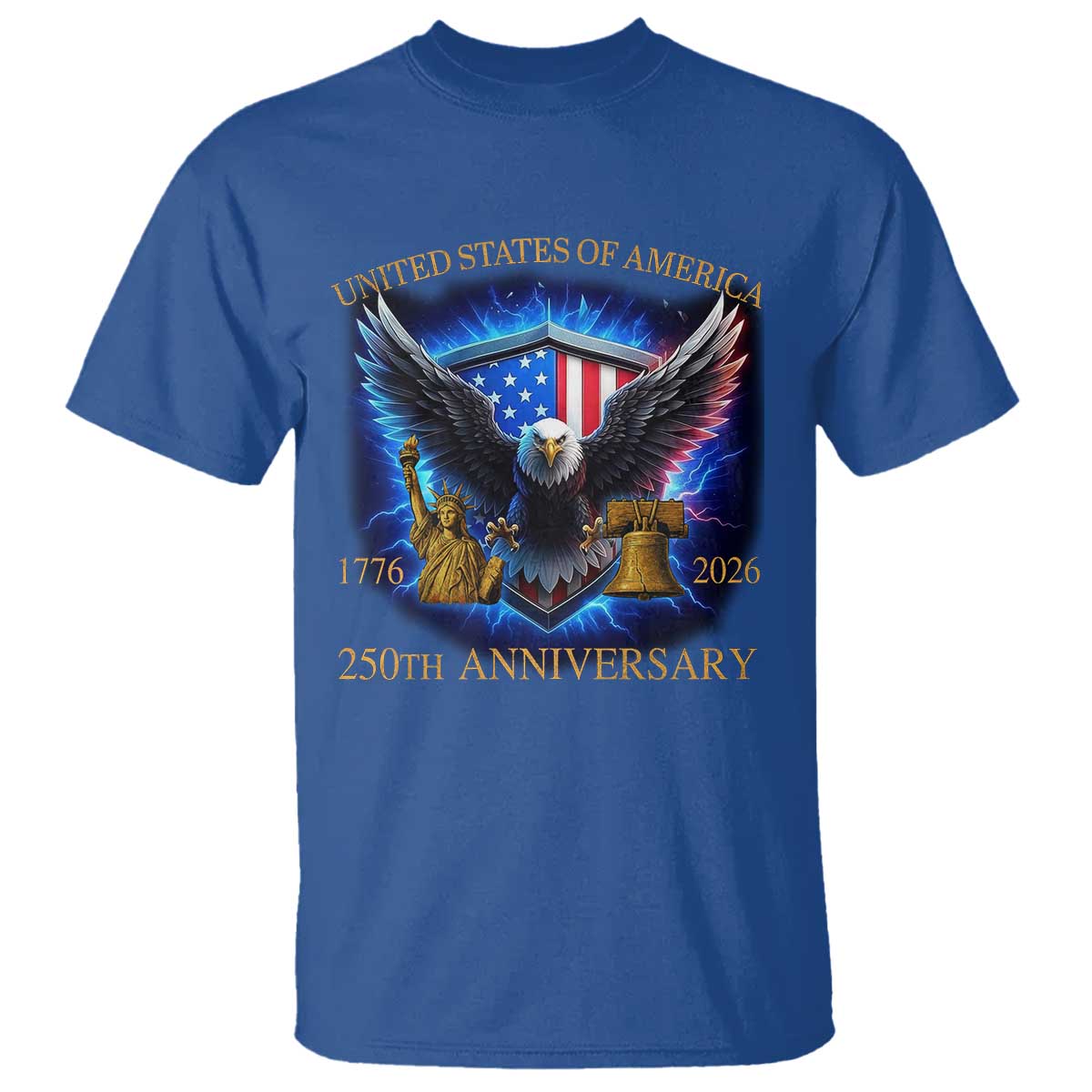 250 Years America Flag T Shirt Eagle 250th Anniversary USA Patriotic 1776 2026 - Wonder Print Shop
