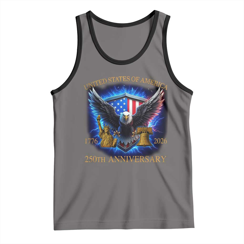 250 Years America Flag Tank Top Eagle 250th Anniversary USA Patriotic 1776 2026 - Wonder Print Shop