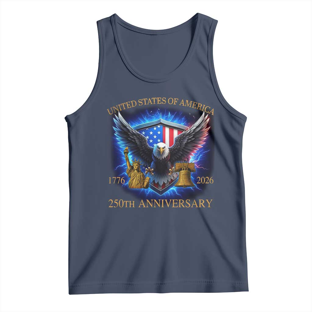 250 Years America Flag Tank Top Eagle 250th Anniversary USA Patriotic 1776 2026 - Wonder Print Shop