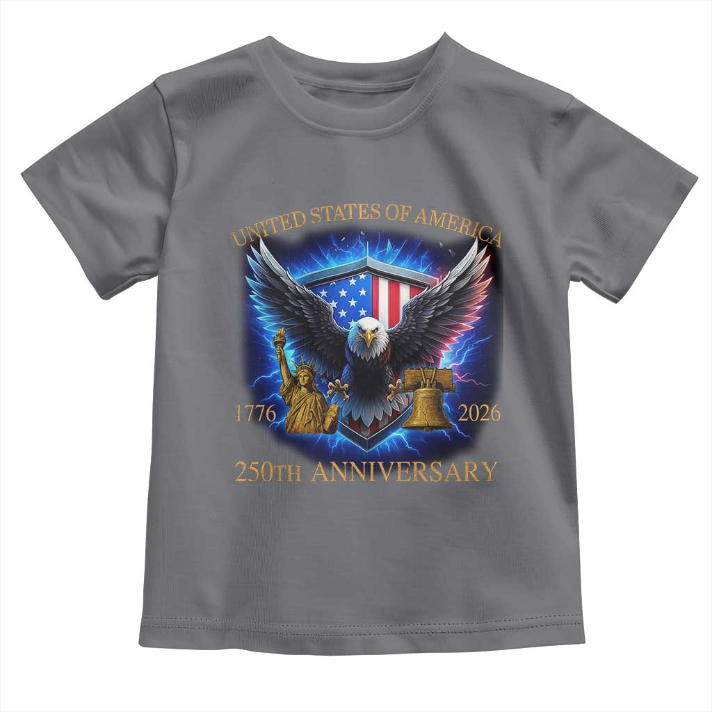 250 Years America Flag Toddler T Shirt Eagle 250th Anniversary USA Patriotic 1776 2026 - Wonder Print Shop