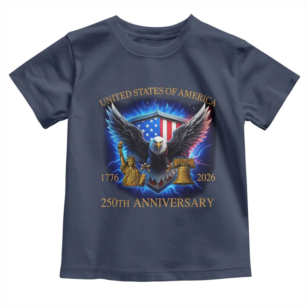 250 Years America Flag Toddler T Shirt Eagle 250th Anniversary USA Patriotic 1776 2026 - Wonder Print Shop