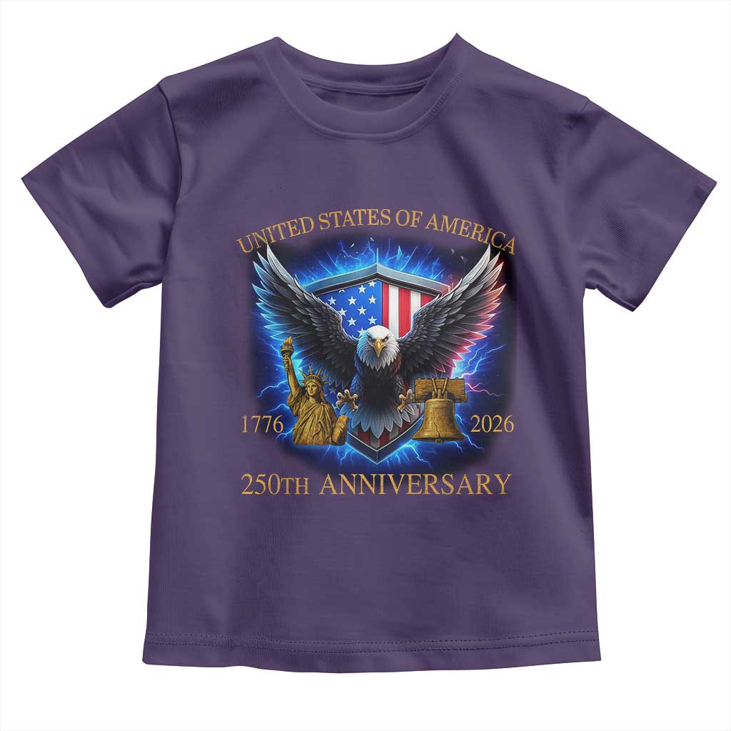 250 Years America Flag Toddler T Shirt Eagle 250th Anniversary USA Patriotic 1776 2026 - Wonder Print Shop
