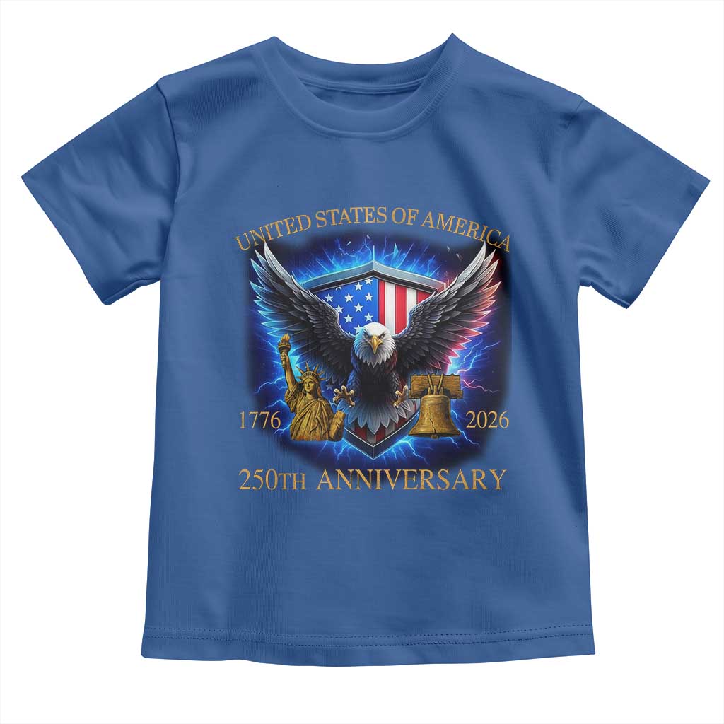 250 Years America Flag Toddler T Shirt Eagle 250th Anniversary USA Patriotic 1776 2026 - Wonder Print Shop