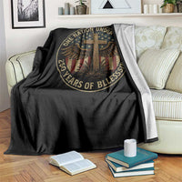 Blessings America 250 Years Throw Blanket One Nation Under God USA 250th Anniversary Patriotic Cross - Wonder Print Shop
