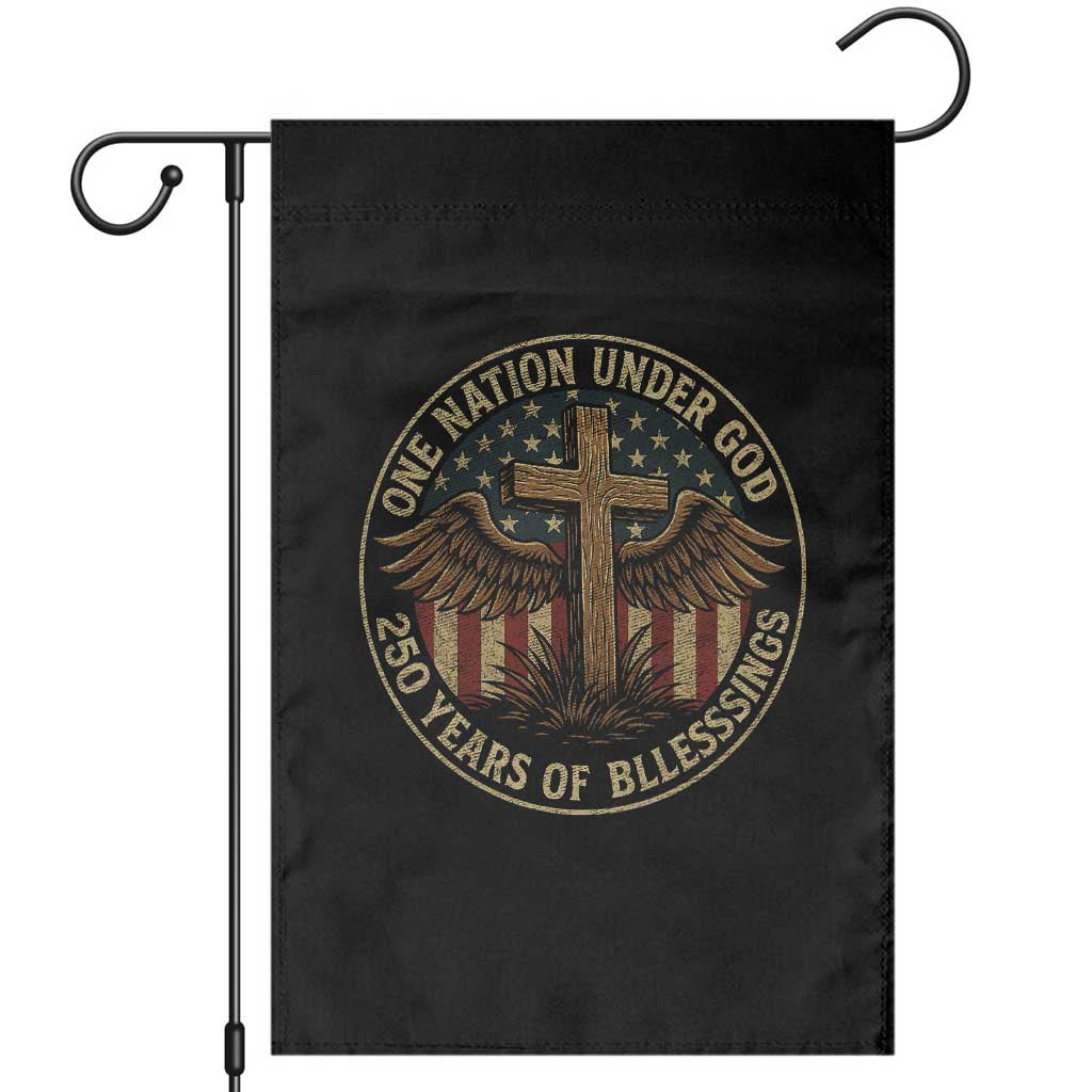 Blessings America 250 Years Garden Flag One Nation Under God USA 250th Anniversary Patriotic Cross - Wonder Print Shop