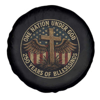 Blessings America 250 Years Spare Tire Cover One Nation Under God USA 250th Anniversary Patriotic Cross - Wonder Print Shop