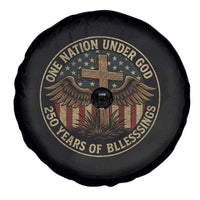 Blessings America 250 Years Spare Tire Cover One Nation Under God USA 250th Anniversary Patriotic Cross - Wonder Print Shop