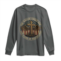 Blessings America 250 Years Long Sleeve Shirt One Nation Under God USA 250th Anniversary Patriotic Cross - Wonder Print Shop