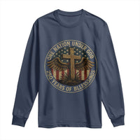 Blessings America 250 Years Long Sleeve Shirt One Nation Under God USA 250th Anniversary Patriotic Cross - Wonder Print Shop