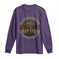 Blessings America 250 Years Long Sleeve Shirt One Nation Under God USA 250th Anniversary Patriotic Cross - Wonder Print Shop