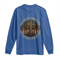 Blessings America 250 Years Long Sleeve Shirt One Nation Under God USA 250th Anniversary Patriotic Cross - Wonder Print Shop