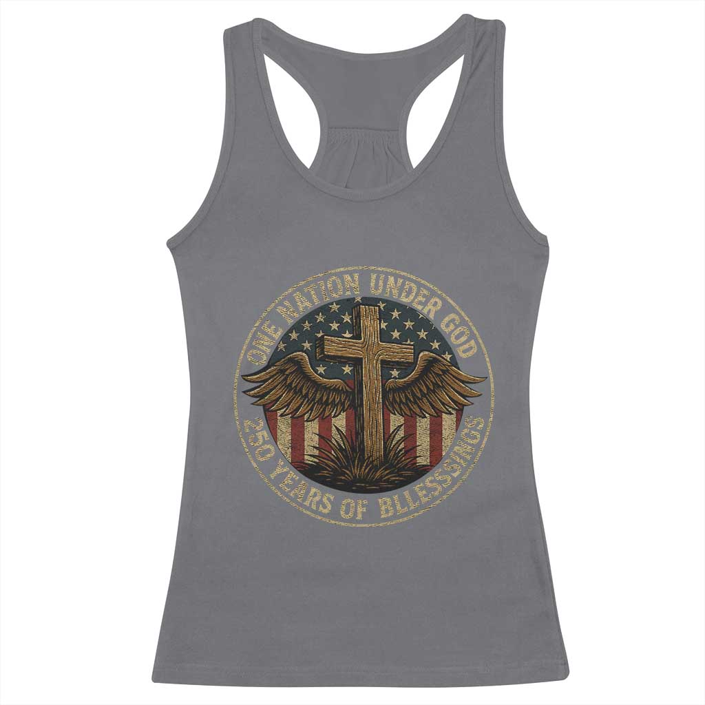 Blessings America 250 Years Racerback Tank Top One Nation Under God USA 250th Anniversary Patriotic Cross - Wonder Print Shop