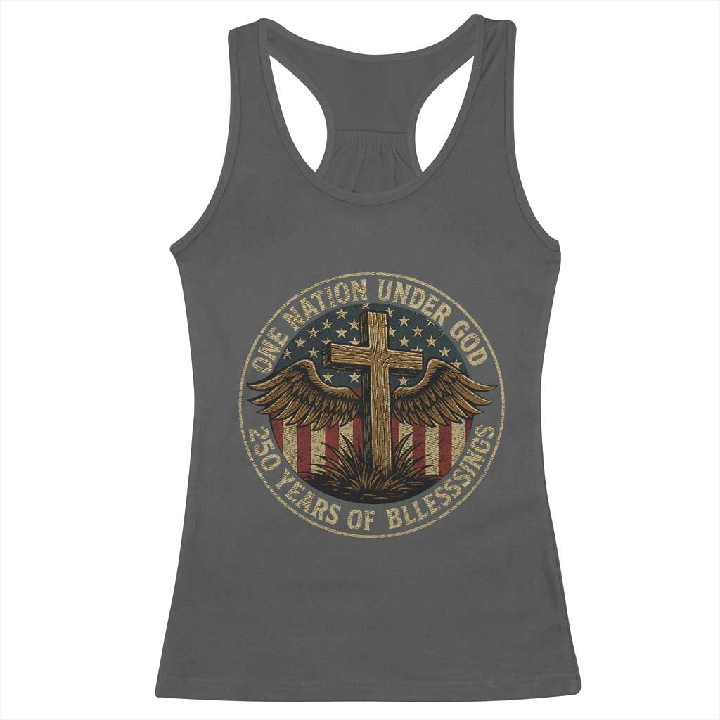 Blessings America 250 Years Racerback Tank Top One Nation Under God USA 250th Anniversary Patriotic Cross - Wonder Print Shop