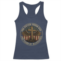 Blessings America 250 Years Racerback Tank Top One Nation Under God USA 250th Anniversary Patriotic Cross - Wonder Print Shop