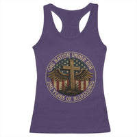 Blessings America 250 Years Racerback Tank Top One Nation Under God USA 250th Anniversary Patriotic Cross - Wonder Print Shop