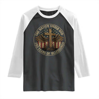 Blessings America 250 Years Raglan Shirt One Nation Under God USA 250th Anniversary Patriotic Cross - Wonder Print Shop