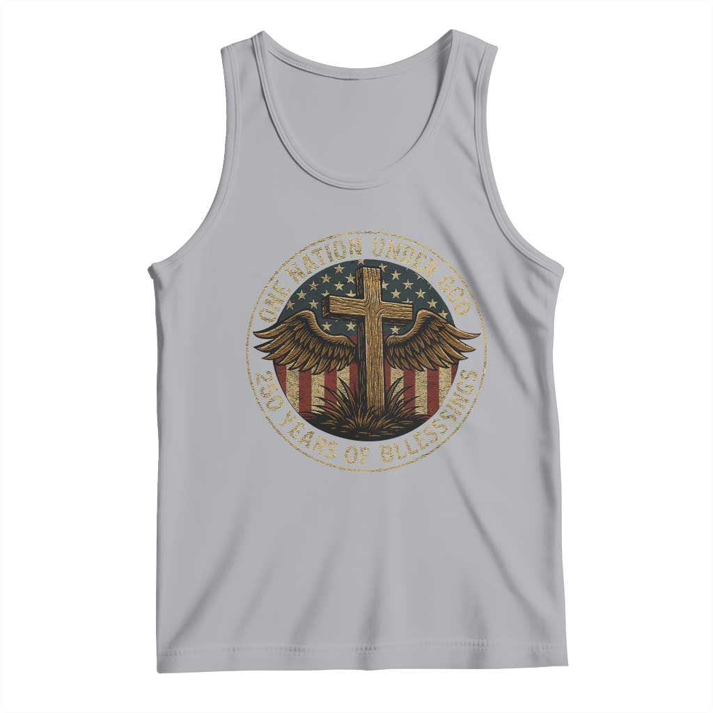 Blessings America 250 Years Tank Top One Nation Under God USA 250th Anniversary Patriotic Cross - Wonder Print Shop