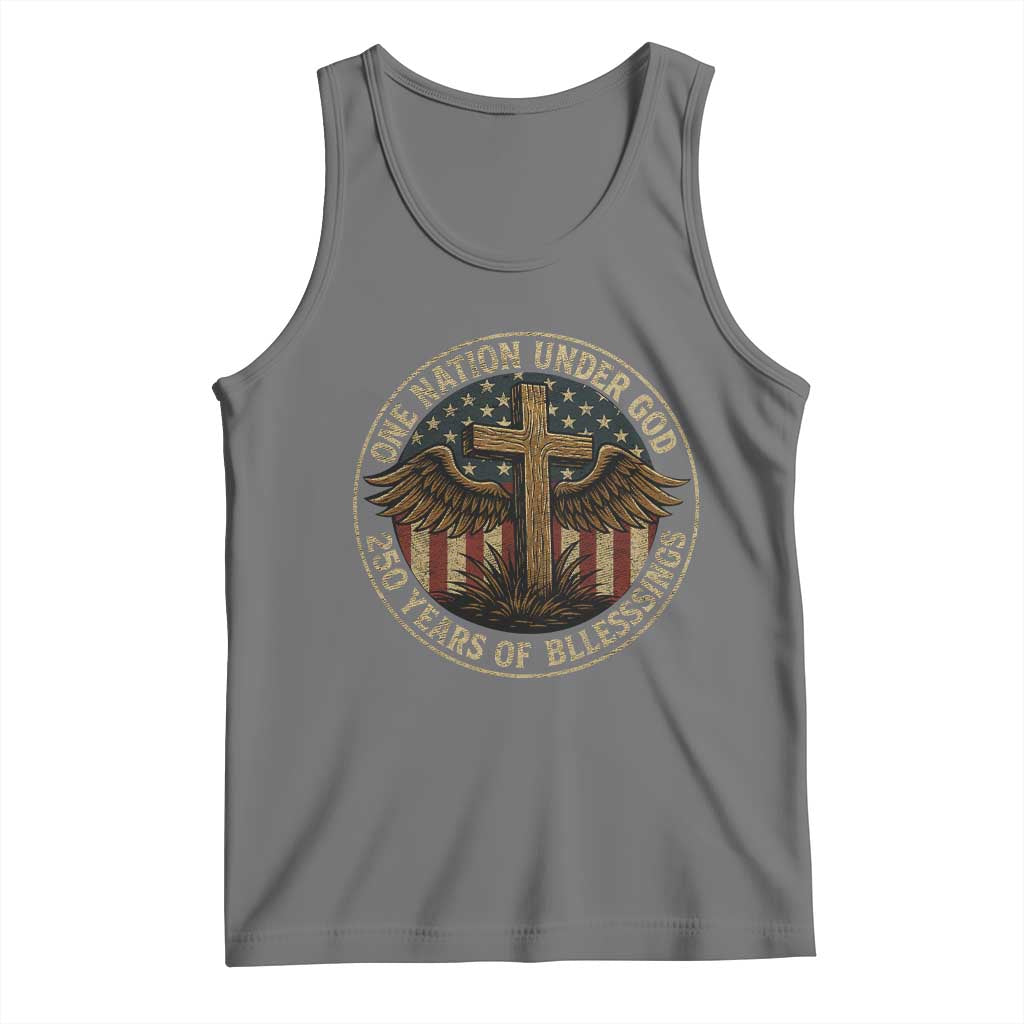 Blessings America 250 Years Tank Top One Nation Under God USA 250th Anniversary Patriotic Cross - Wonder Print Shop