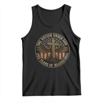 Blessings America 250 Years Tank Top One Nation Under God USA 250th Anniversary Patriotic Cross - Wonder Print Shop