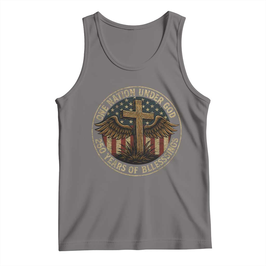 Blessings America 250 Years Tank Top One Nation Under God USA 250th Anniversary Patriotic Cross - Wonder Print Shop