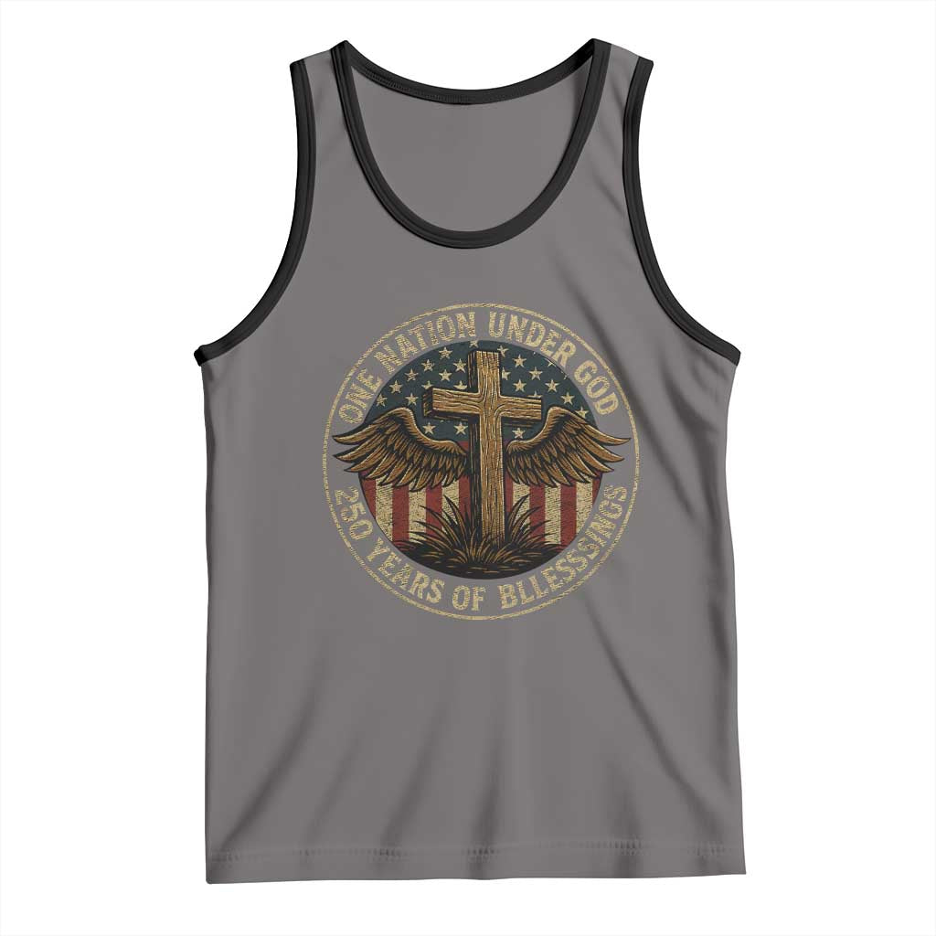 Blessings America 250 Years Tank Top One Nation Under God USA 250th Anniversary Patriotic Cross - Wonder Print Shop