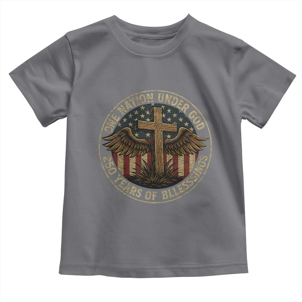 Blessings America 250 Years Toddler T Shirt One Nation Under God USA 250th Anniversary Patriotic Cross - Wonder Print Shop