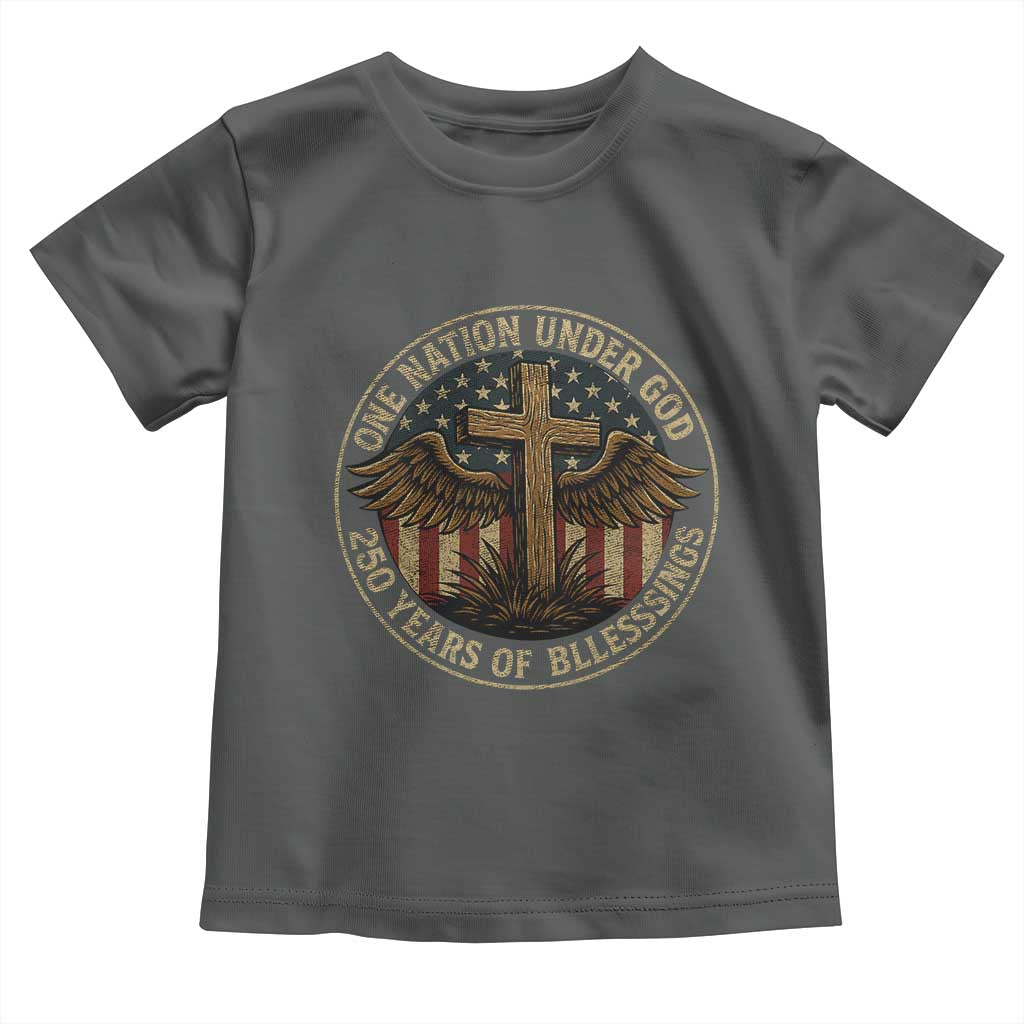 Blessings America 250 Years Toddler T Shirt One Nation Under God USA 250th Anniversary Patriotic Cross - Wonder Print Shop