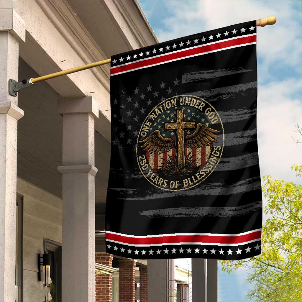 Blessings America 250 Years Garden Flag One Nation Under God USA 250th Anniversary Patriotic Cross