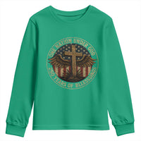Blessings America 250 Years Youth Sweatshirt One Nation Under God USA 250th Anniversary Patriotic Cross - Wonder Print Shop
