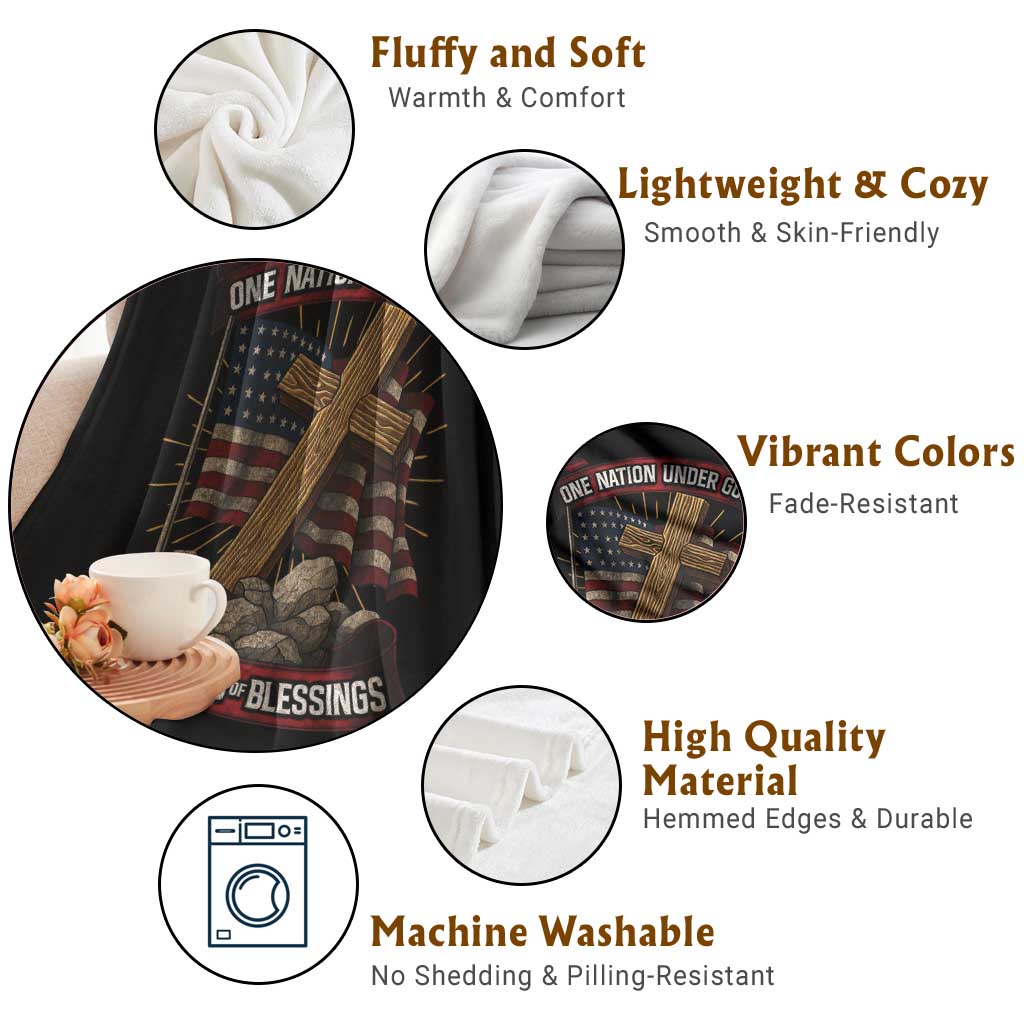 Blessings America Throw Blanket One Nation Under God USA 250th Anniversary Patriotic Christian - Wonder Print Shop