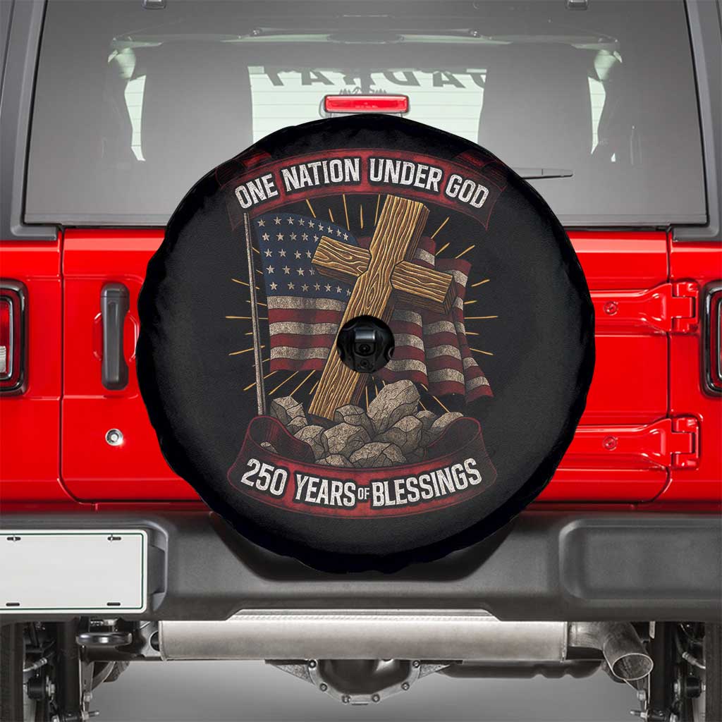 Blessings America Spare Tire Cover One Nation Under God USA 250th Anniversary Patriotic Christian - Wonder Print Shop