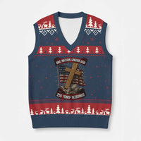 Blessings America V-Neck Knit Sweater Vest One Nation Under God USA 250th Anniversary Patriotic Christian - Wonder Print Shop