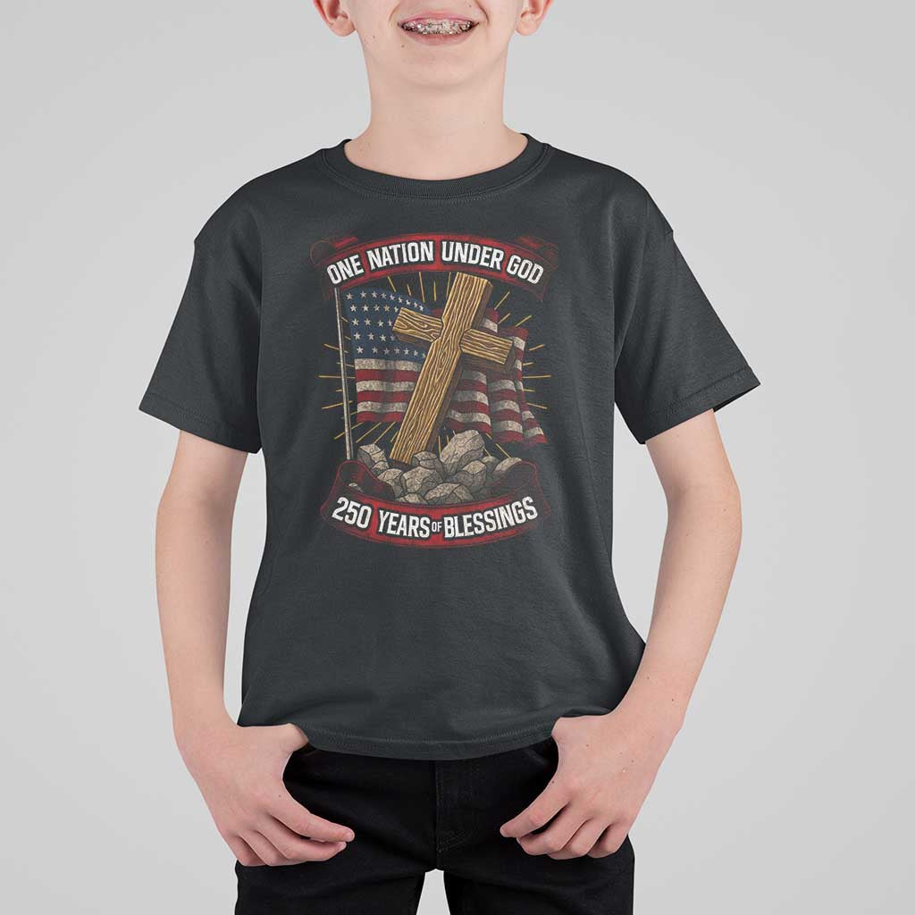 Blessings America T Shirt For Kid One Nation Under God USA 250th Anniversary Patriotic Christian - Wonder Print Shop