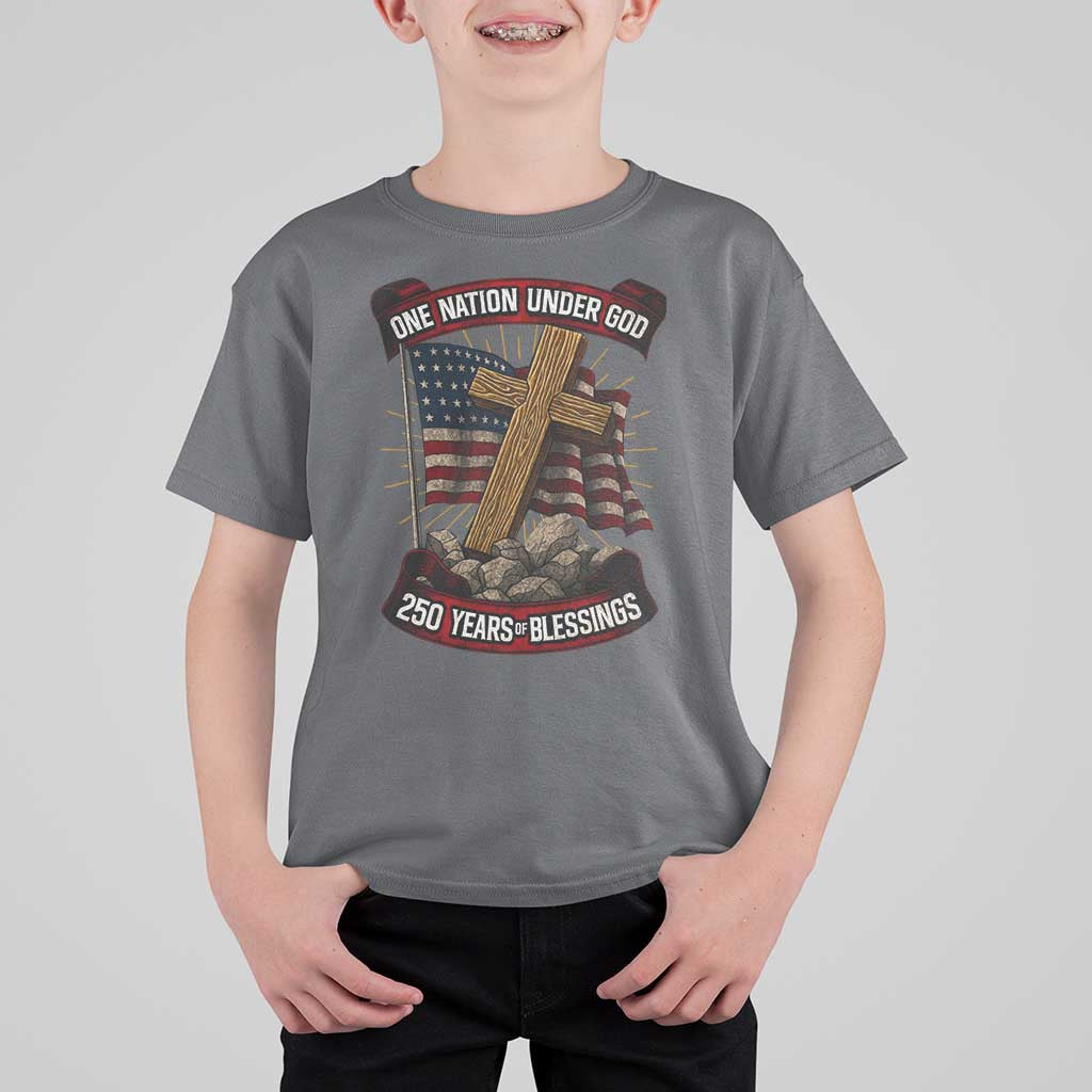 Blessings America T Shirt For Kid One Nation Under God USA 250th Anniversary Patriotic Christian - Wonder Print Shop