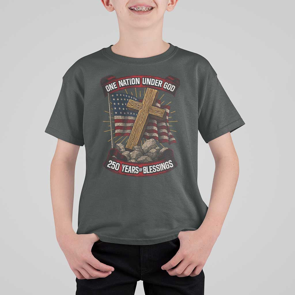 Blessings America T Shirt For Kid One Nation Under God USA 250th Anniversary Patriotic Christian - Wonder Print Shop
