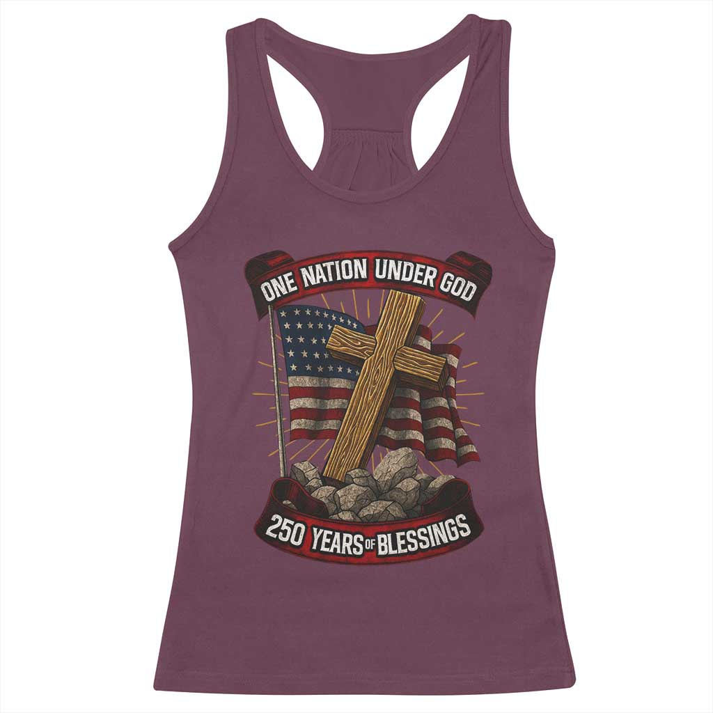 Blessings America Racerback Tank Top One Nation Under God USA 250th Anniversary Patriotic Christian - Wonder Print Shop