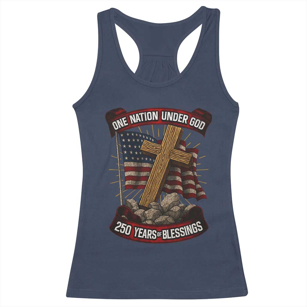 Blessings America Racerback Tank Top One Nation Under God USA 250th Anniversary Patriotic Christian - Wonder Print Shop