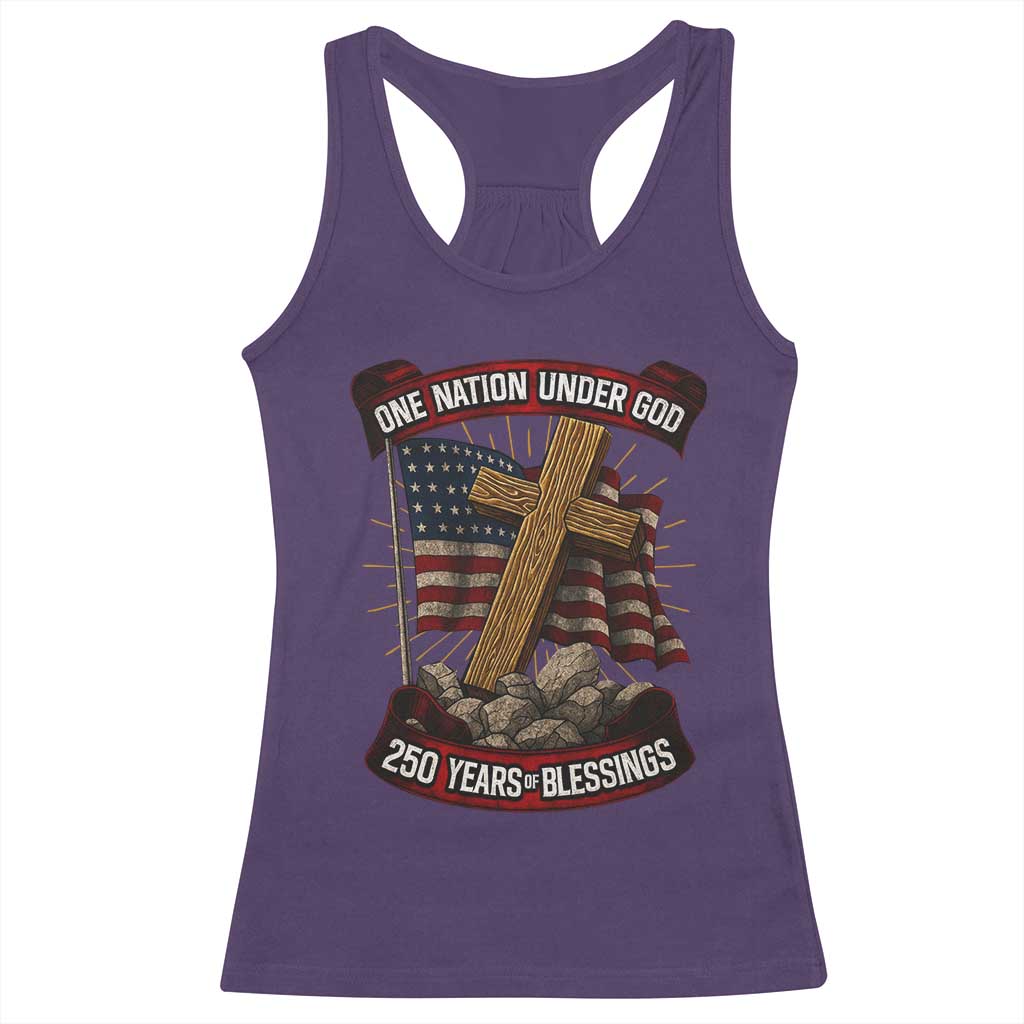 Blessings America Racerback Tank Top One Nation Under God USA 250th Anniversary Patriotic Christian - Wonder Print Shop