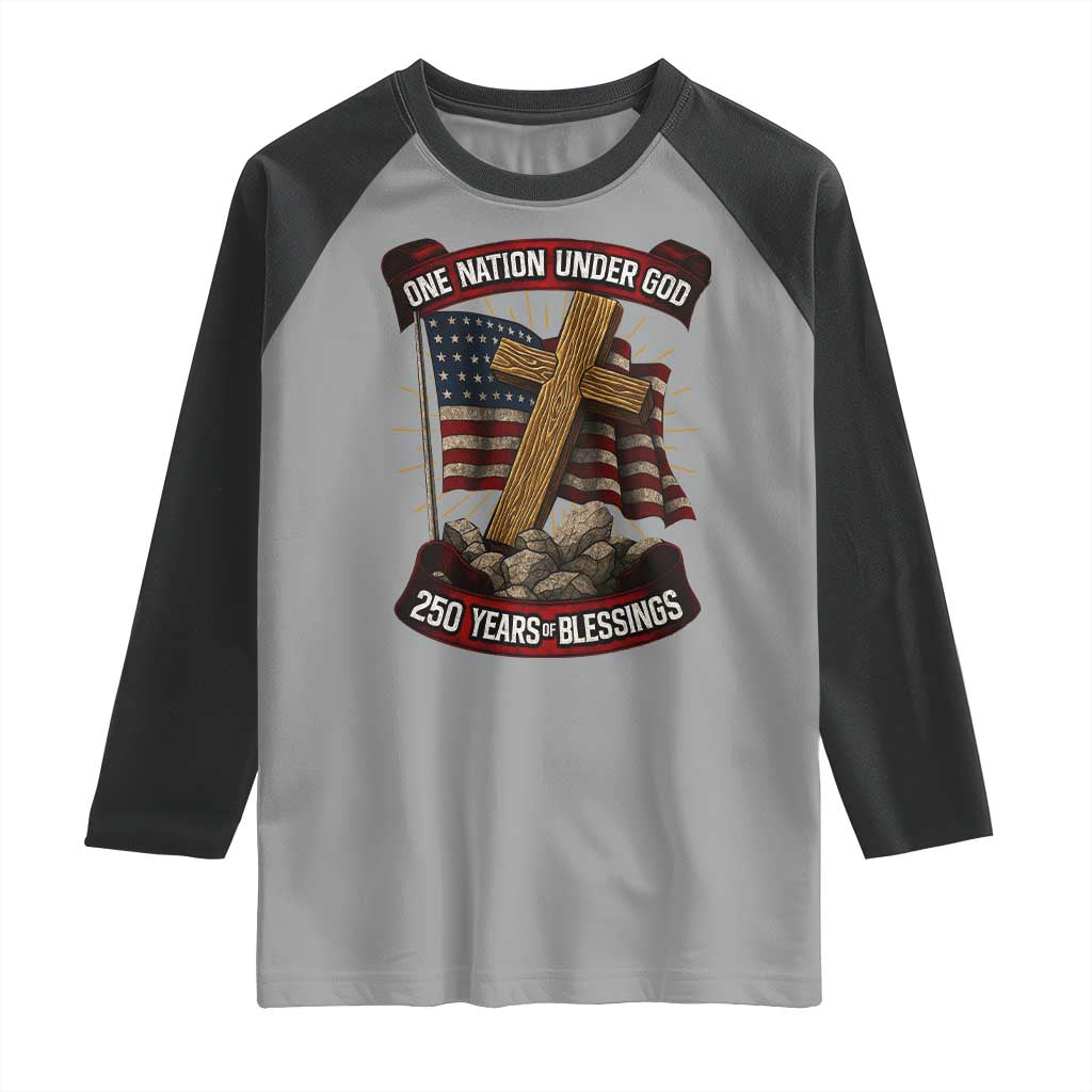 Blessings America Raglan Shirt One Nation Under God USA 250th Anniversary Patriotic Christian - Wonder Print Shop