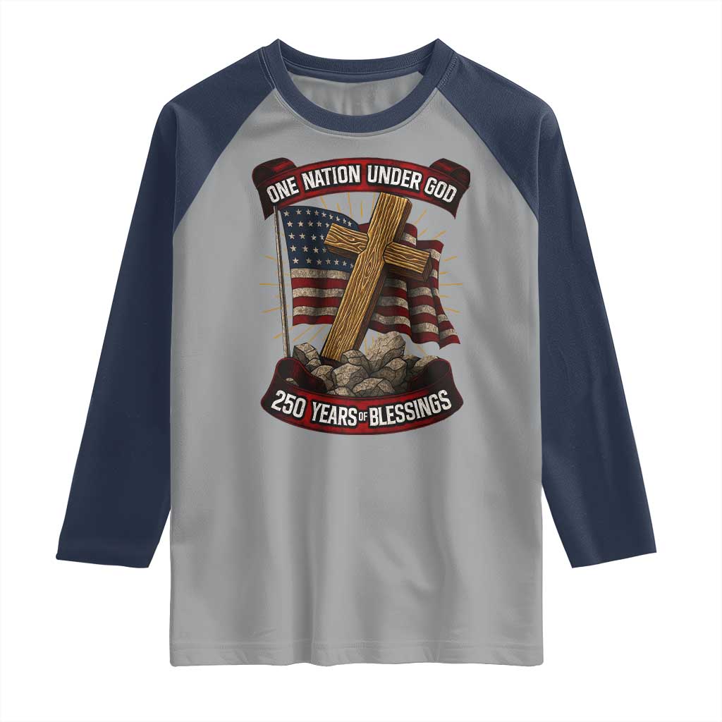 Blessings America Raglan Shirt One Nation Under God USA 250th Anniversary Patriotic Christian - Wonder Print Shop