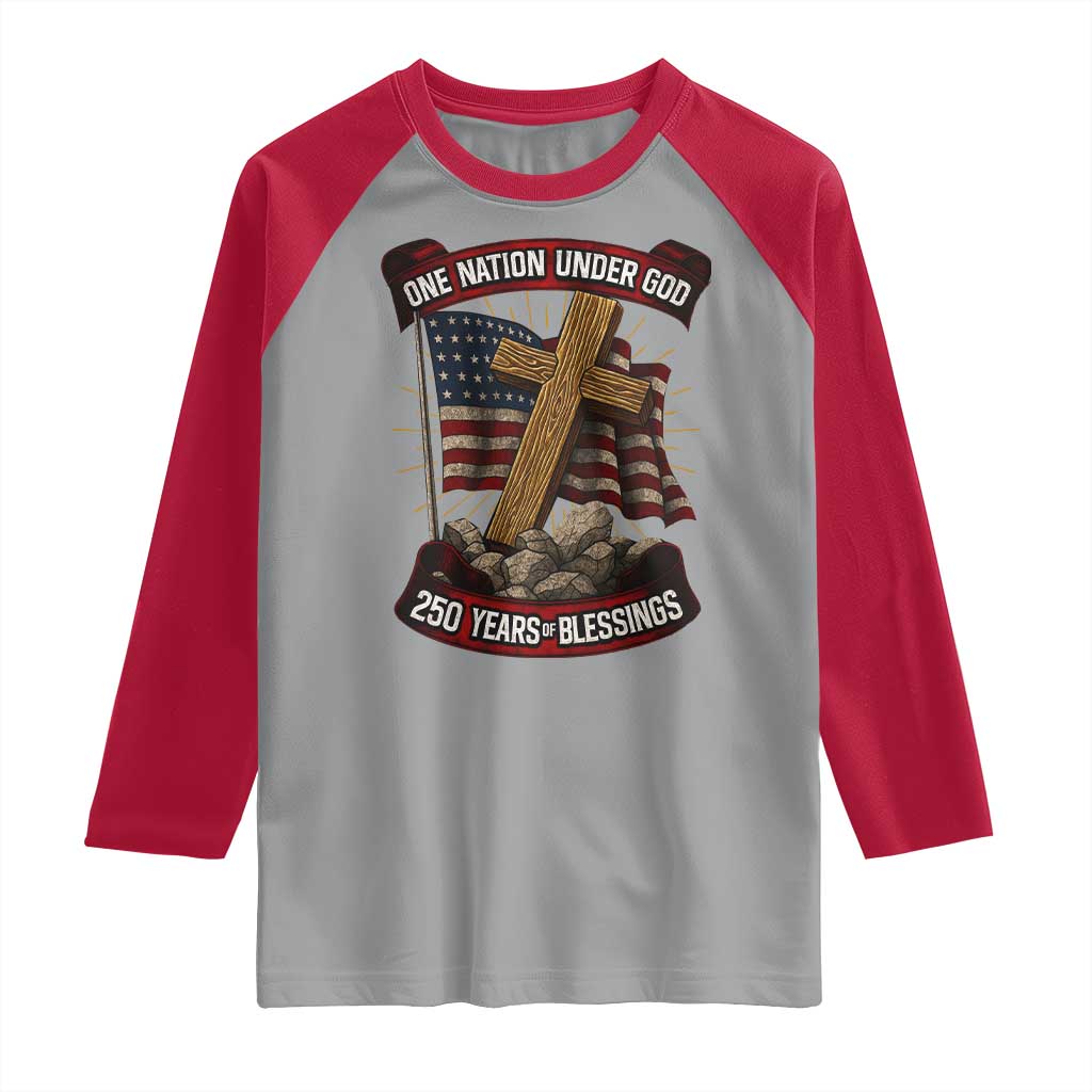 Blessings America Raglan Shirt One Nation Under God USA 250th Anniversary Patriotic Christian - Wonder Print Shop