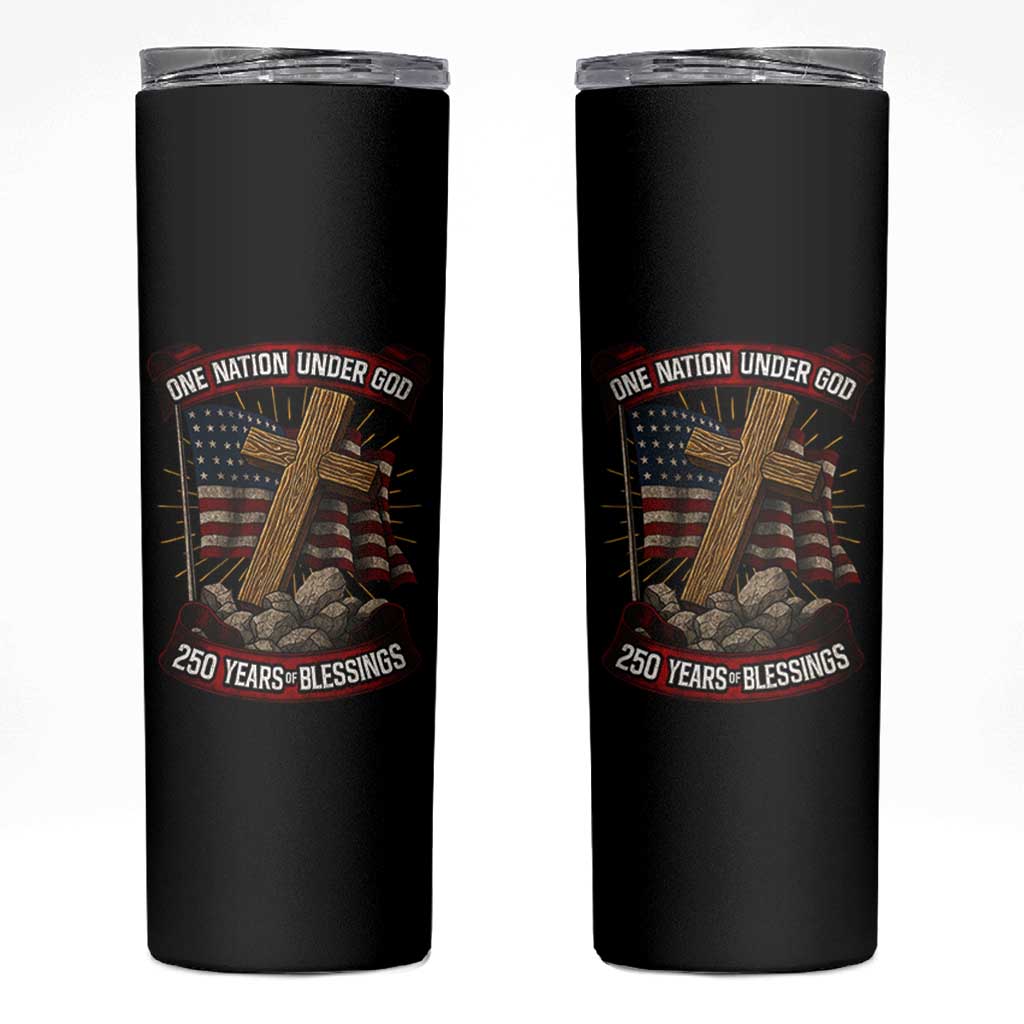 Blessings America Skinny Tumbler One Nation Under God USA 250th Anniversary Patriotic Christian - Wonder Print Shop