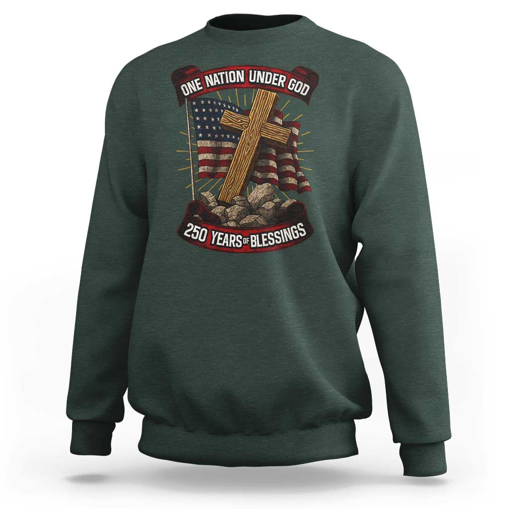 Blessings America Sweatshirt One Nation Under God USA 250th Anniversary Patriotic Christian - Wonder Print Shop