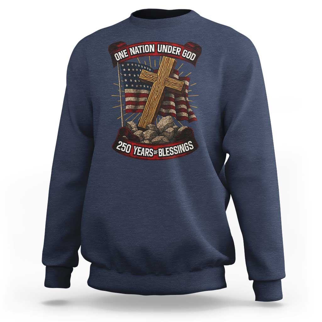 Blessings America Sweatshirt One Nation Under God USA 250th Anniversary Patriotic Christian - Wonder Print Shop