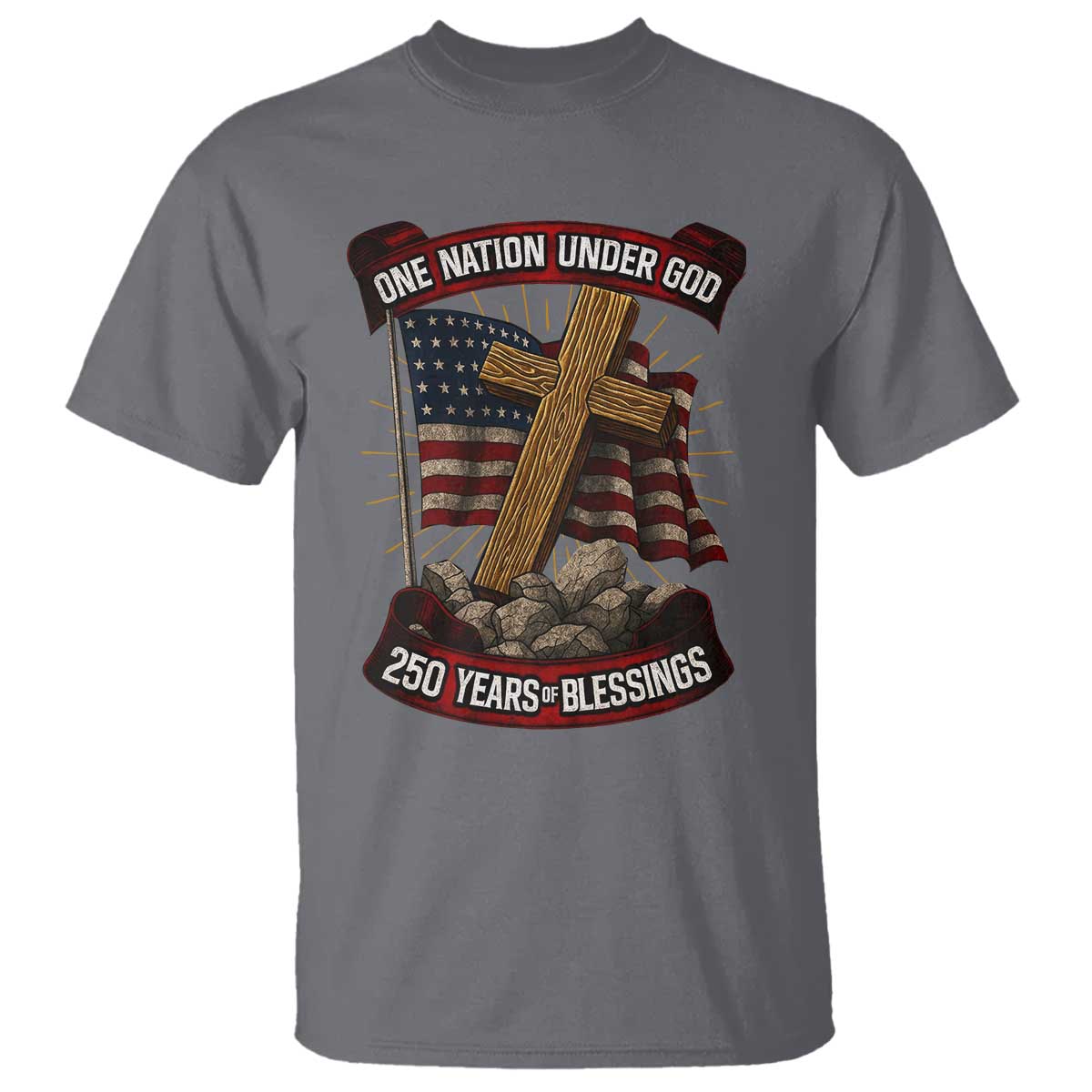Blessings America T Shirt One Nation Under God USA 250th Anniversary Patriotic Christian - Wonder Print Shop